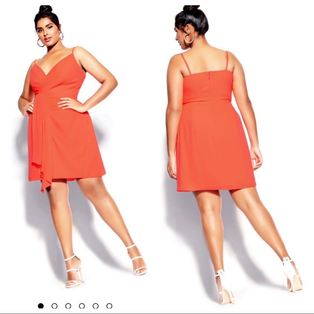 City Chic Delectable Dress - neon coral